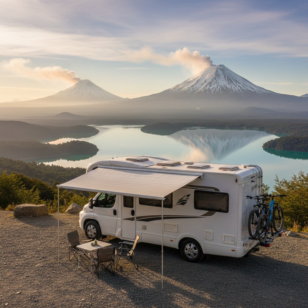 Van Premium 4 personas — campervan completa con toldo lateral y bicicletas